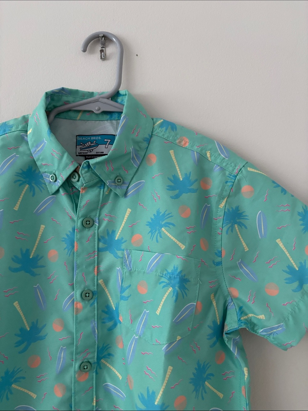 Beach Bros. Size 7 Short Sleeve Button Down Beach Vacation Shirt